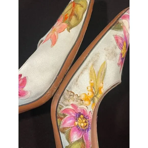 ~ Palter DeLiso 39 Monet Floral Silk Pump Size IT Italy Italian Heels Stiletto - Picture 16 of 16